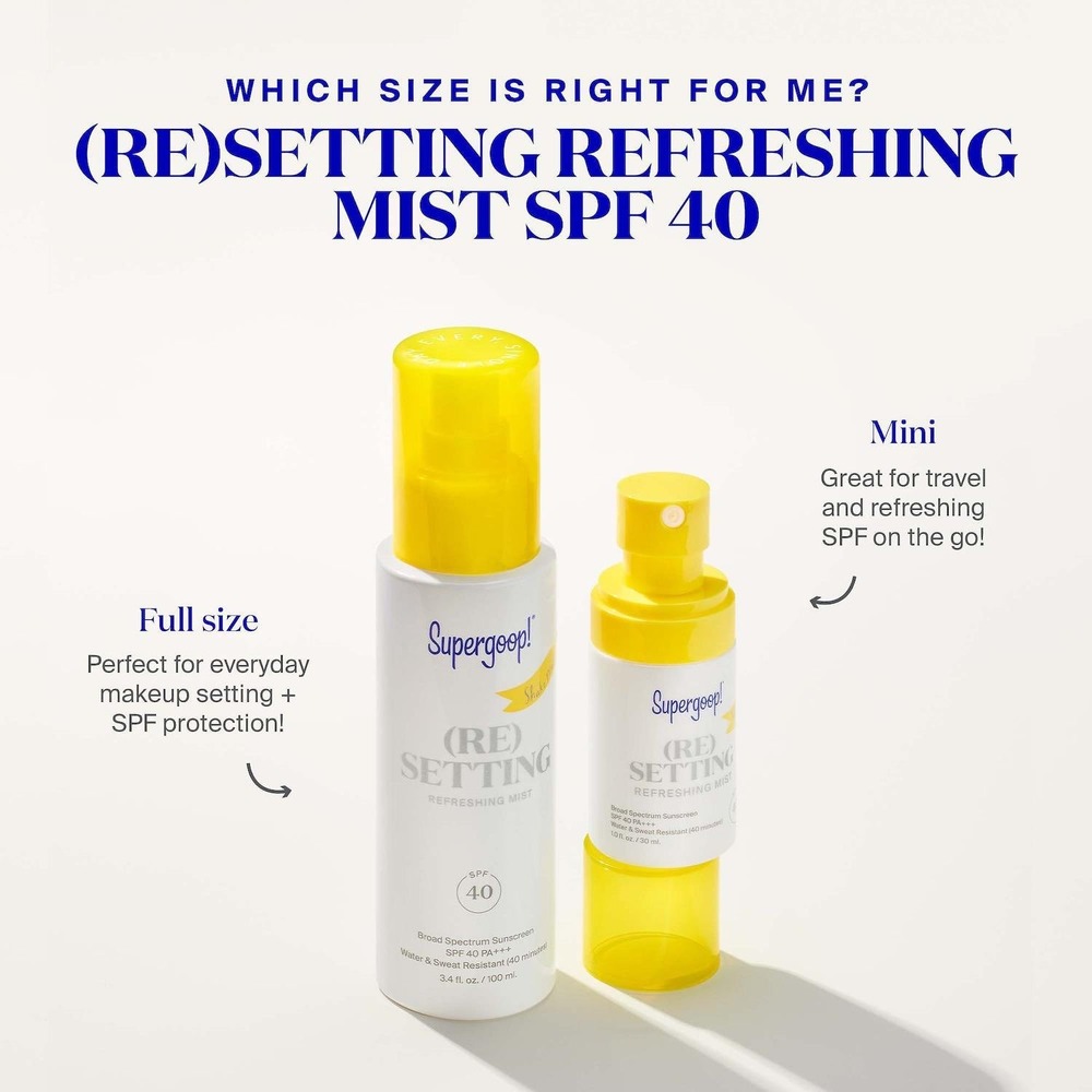 Supergoop! (Re)setting Refreshing Mist Sunscreen 1oz Travel Size SPF 40 Matte - Picture 5 of 9